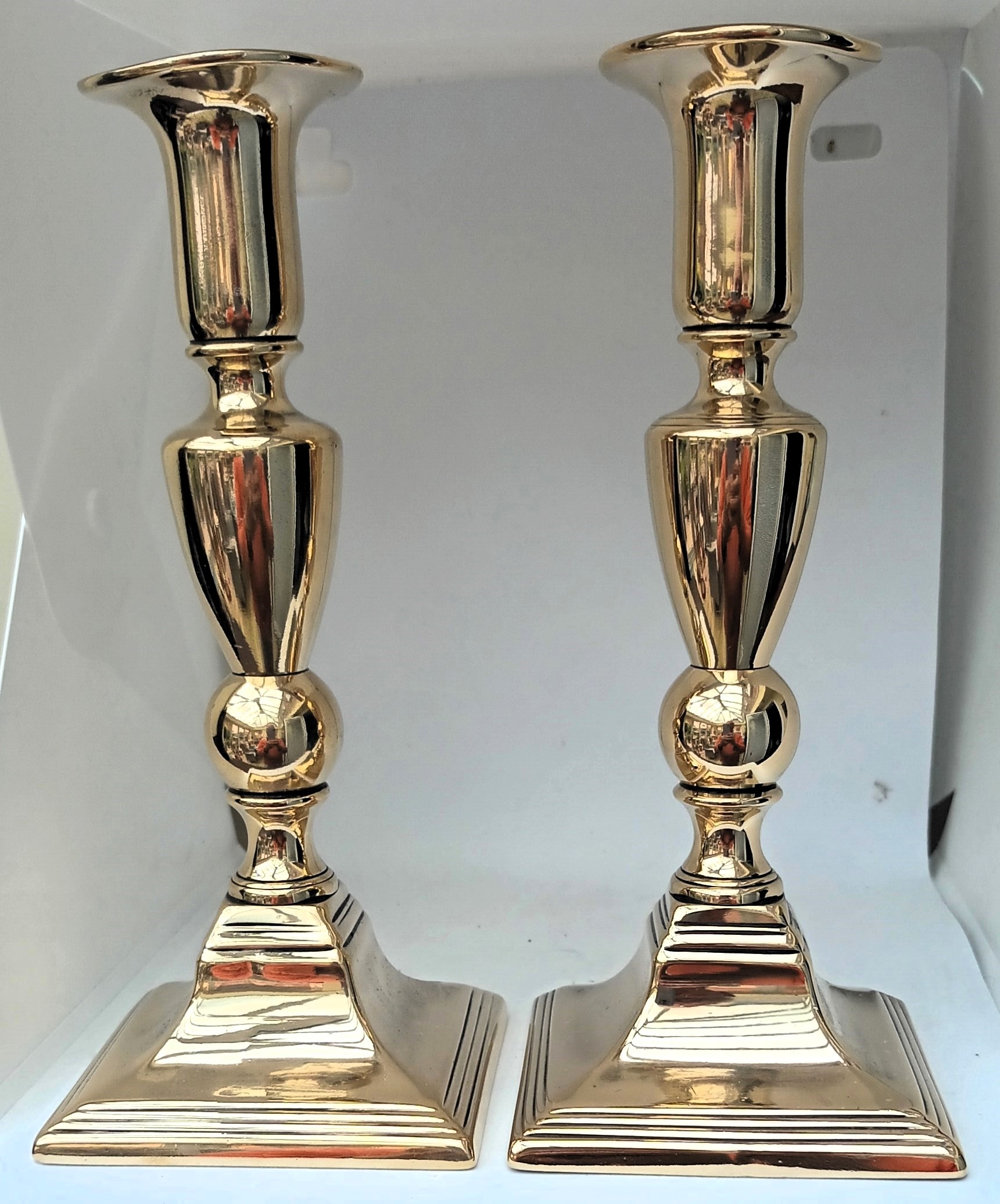 Pair of Antique English Georgian Brass Candlesticks - Image 6